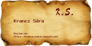 Krancz Sára névjegykártya